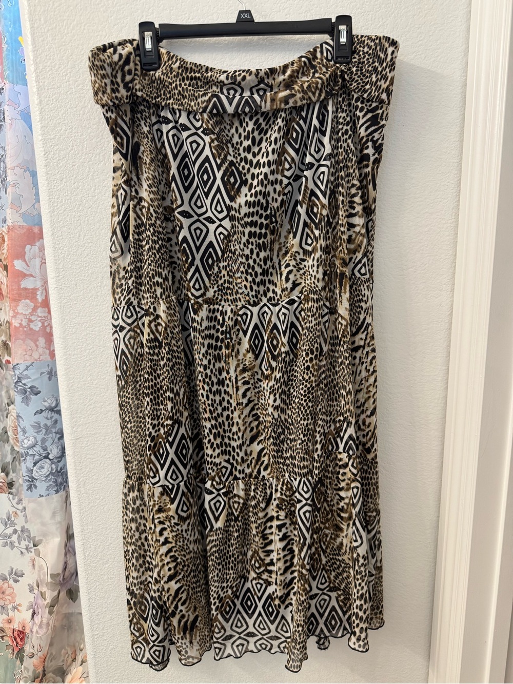 I.N. Studio Maxi Skirt in Black & Tan Leopard / Tribal Print 2X women’s